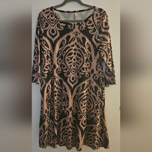 Chic Long Sleeve Patterned Dress